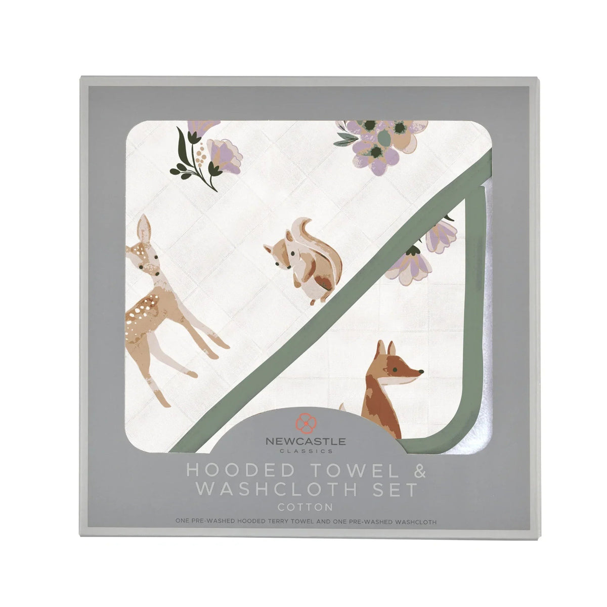 Sierra Fox and Deer Cotton Hooded Towel and Washcloth Set by Newcastle Classics at Everetts Place