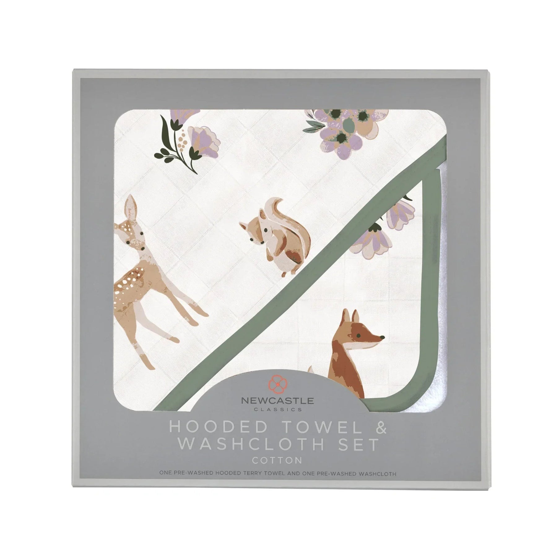 Sierra Fox and Deer Cotton Hooded Towel and Washcloth Set by Newcastle Classics at Everetts Place