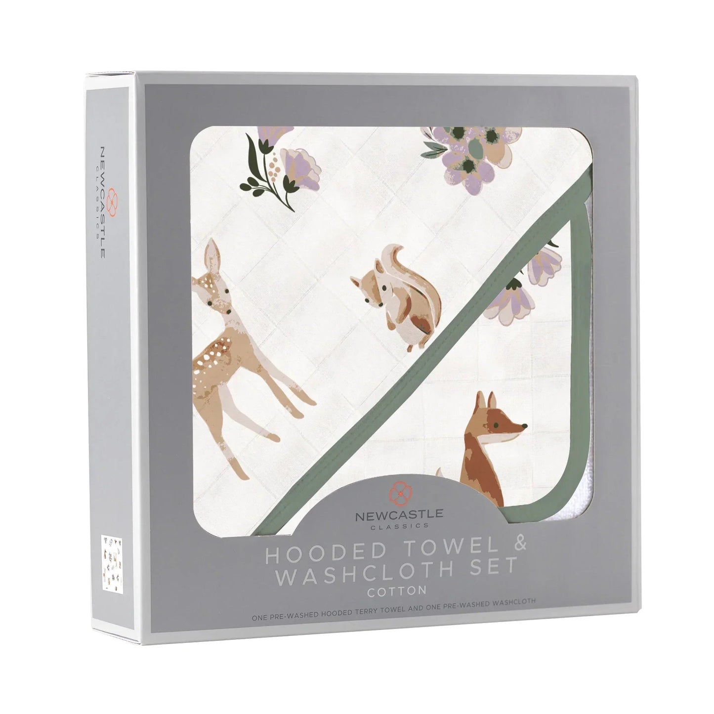 Sierra Fox and Deer Cotton Hooded Towel and Washcloth Set for Kids Newcastle Classics