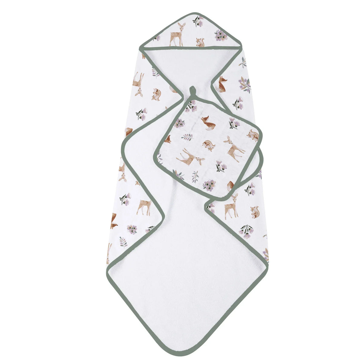 Sierra Fox and Deer Cotton Hooded Towel and Washcloth Set by Newcastle Classics at Everetts Place