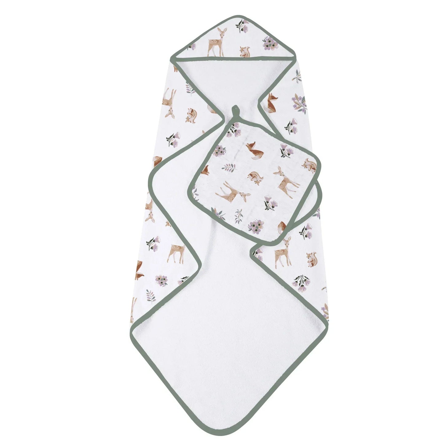 Sierra Fox and Deer Cotton Hooded Towel and Washcloth Set for Kids Newcastle Classics