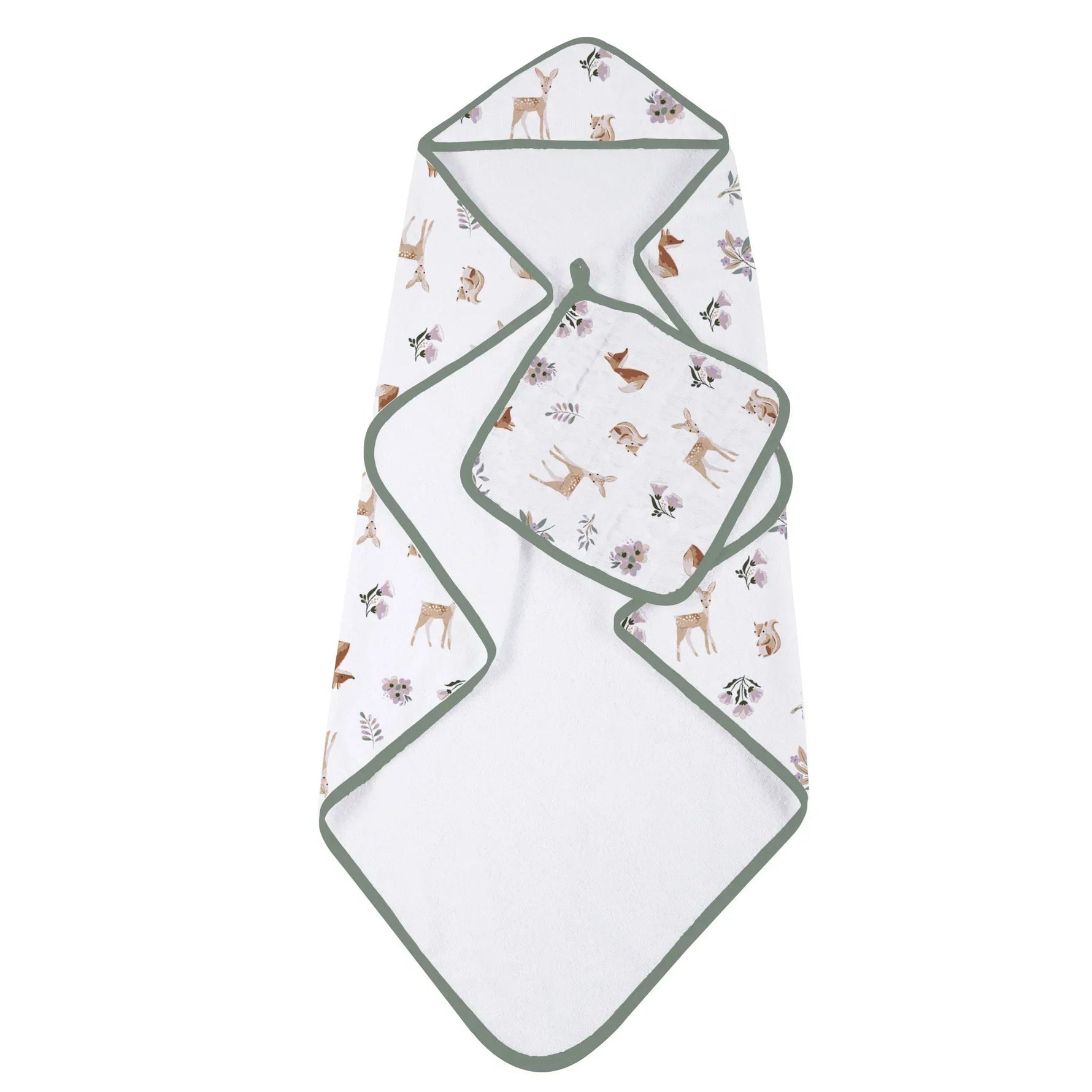 Newcastle Classics Sierra Fox and Deer Cotton Hooded Towel Set with Washcloth for Kids - Baby & Toddler > Baby Bathing Cotton Hooded Towel & Washcloth Set