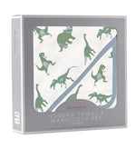 Granite Green Dinosaurs Cotton Hooded Towel and Washcloth Set by Newcastle Classics at Everetts Place