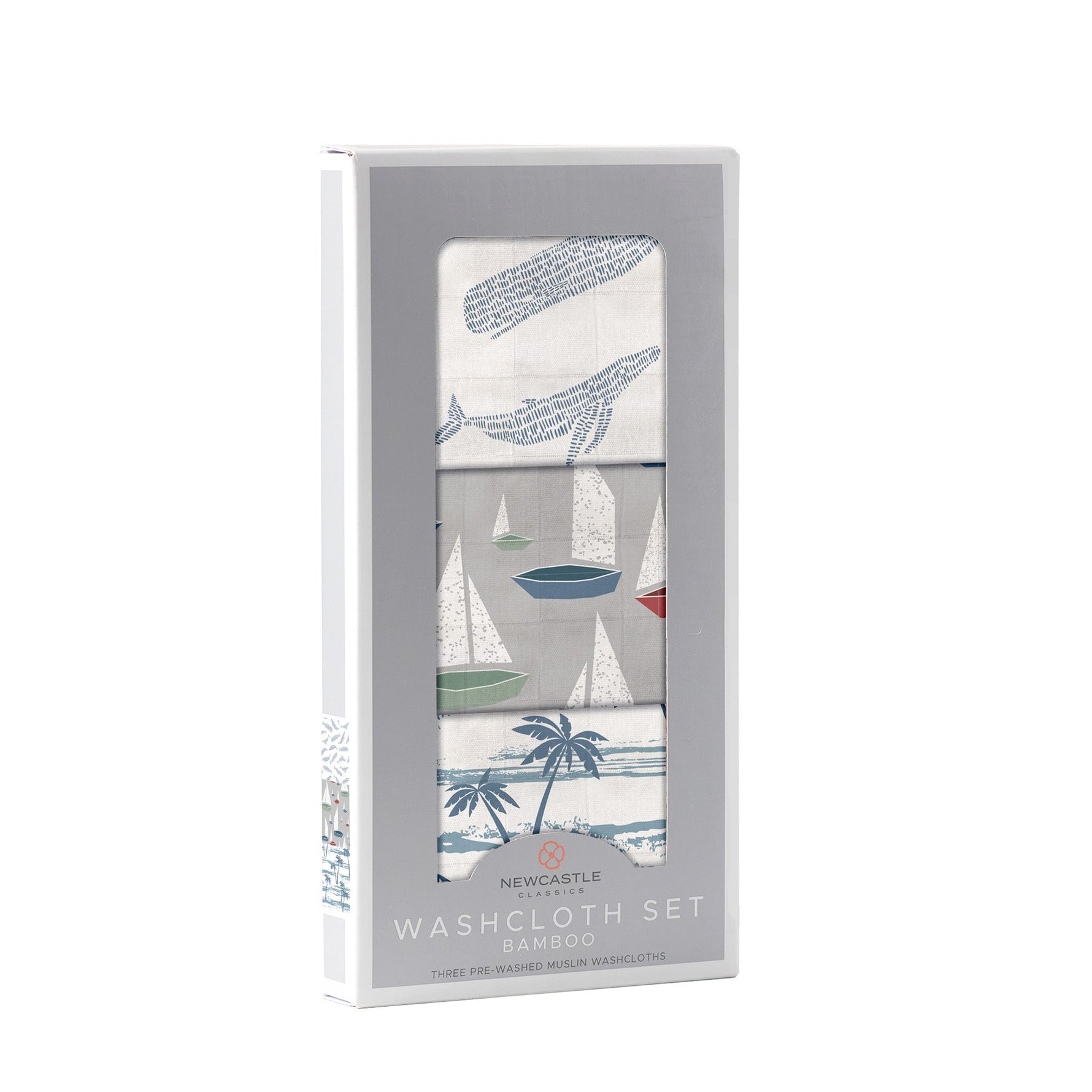 Organic Ocean Tides Bamboo Washcloth Set of 3 by Newcastle Classics at Everetts Place