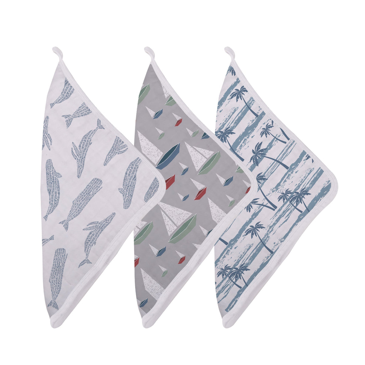 Organic Ocean Tides Bamboo Washcloth Set of 3 by Newcastle Classics at Everetts Place