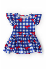 Mila & Rose ® SMU Plaid Mustang Flutter Twirl Bodysuit for Babies - Everetts Place Boutique - 