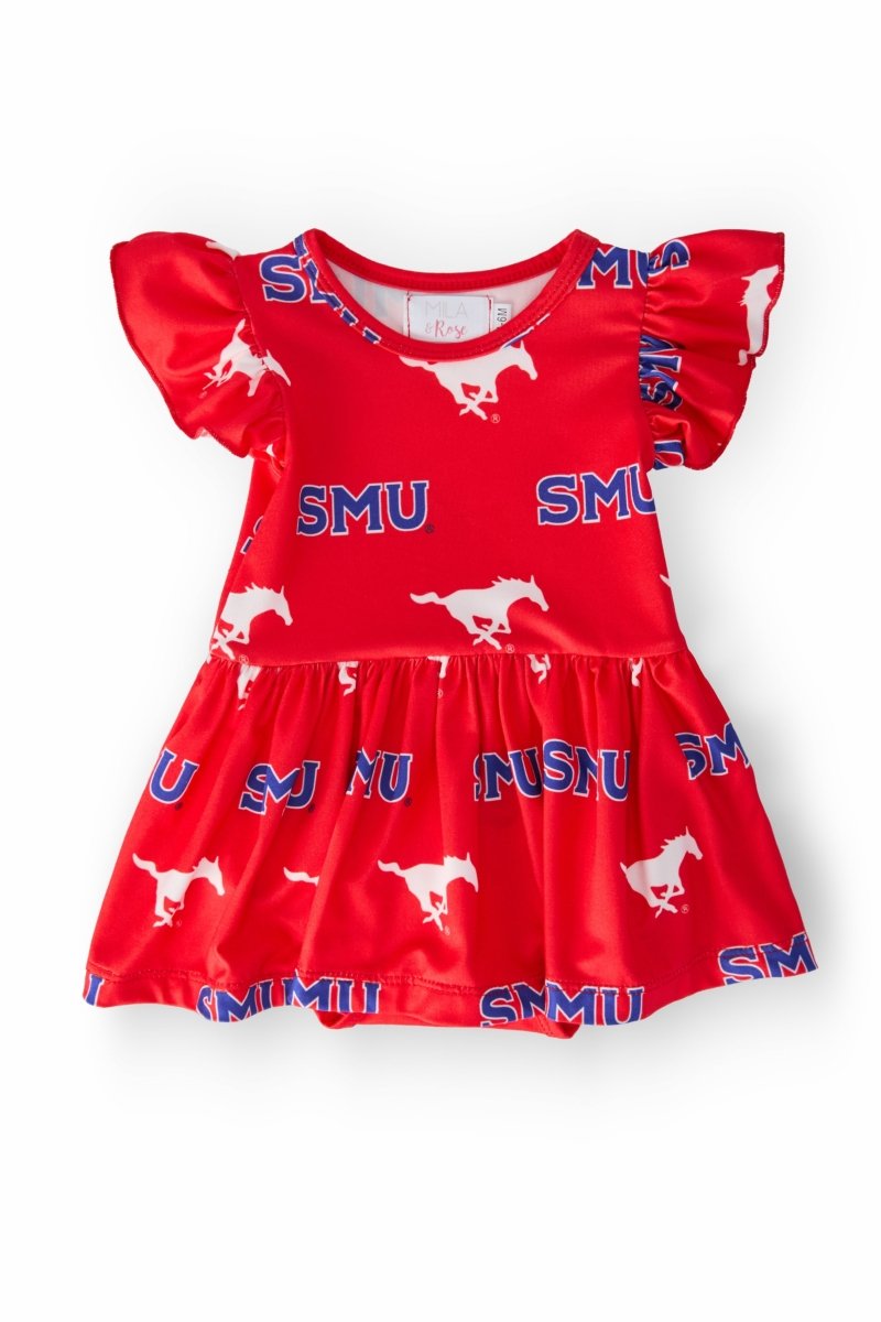 Mila & Rose ® SMU Red Mustang Flutter Twirl Baby Bodysuit Mila Rose - Everetts Place Boutique - 