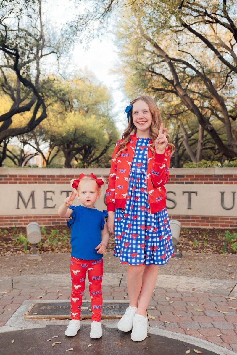 Mila & Rose ® SMU Red Mustang Leggings for Girls Spirit Day Outfit - Everetts Place Boutique - 