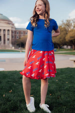 Mila & Rose ® SMU Red Mustang Ruffle Twirl Skort For Girls Spirit Day - Everetts Place Boutique - 