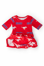 SMU Red Mustang Three Quarter Sleeve Twirl Bodysuit Mila & Rose ® Everetts Place: Online Boutique