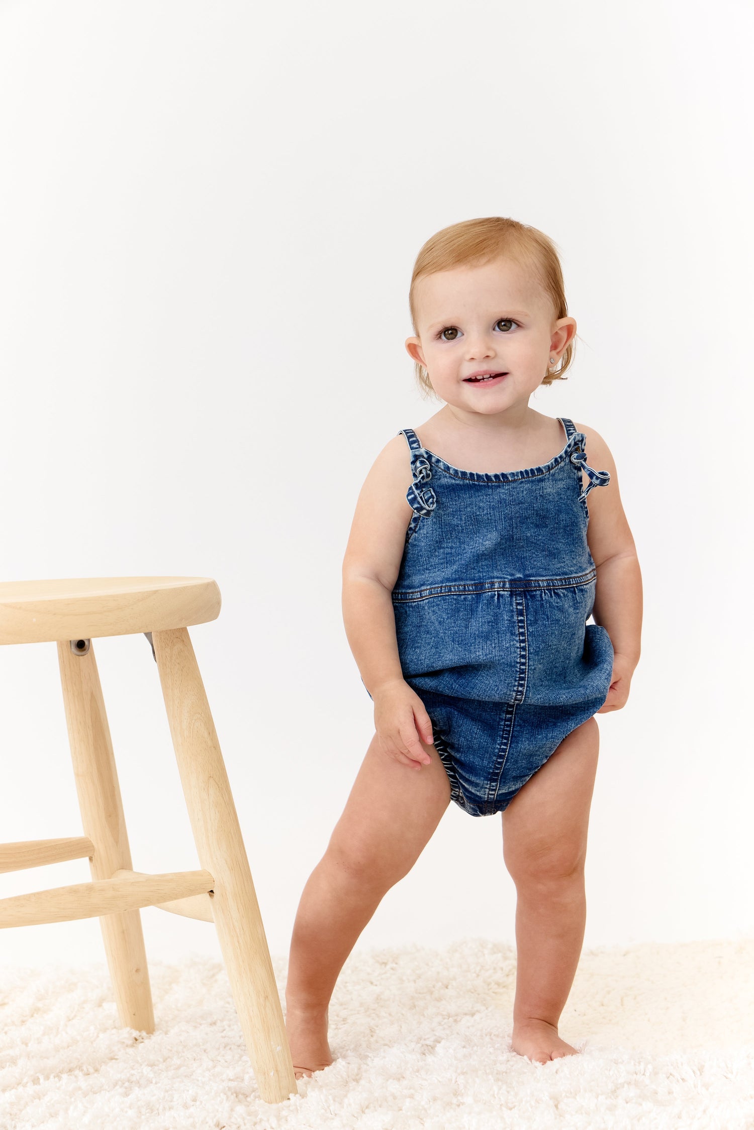 Crew Kids NY Denim Onesie With Patch Logo Detail For Babies