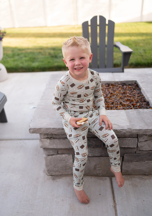 S'more To Love Long Sleeve Pajama Blue Dreamlet Cozy Sleep Dreamlet Everetts Place: Online Boutique