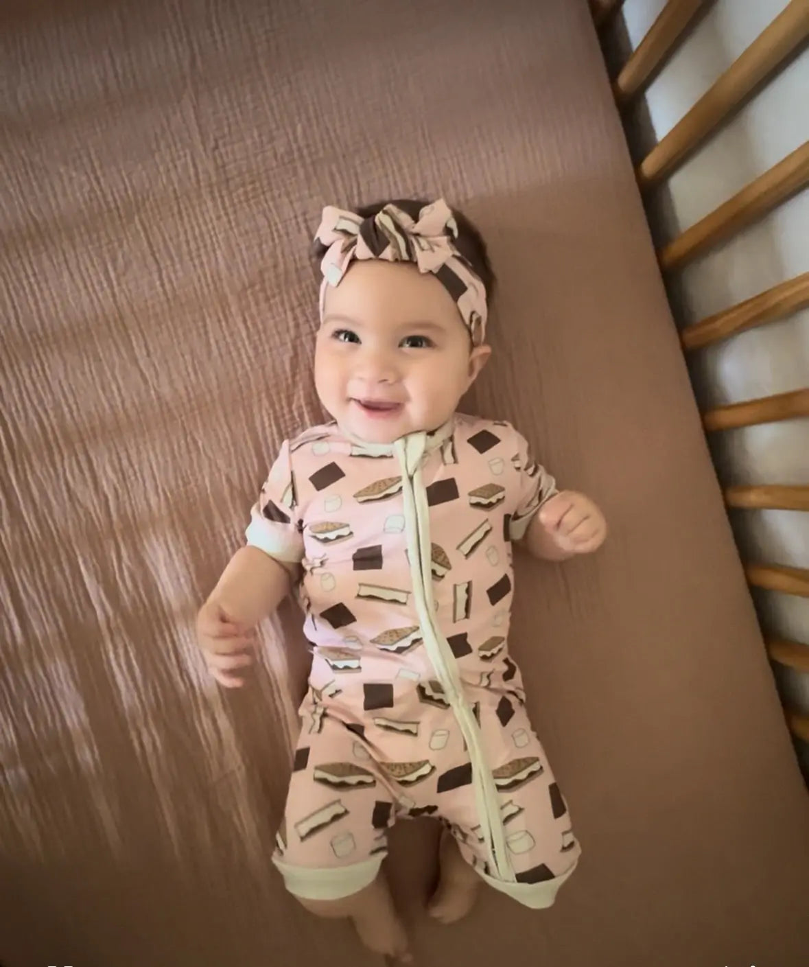 Dreamlet S'more To Love Romper Pink By Dreamlet Bamboo Knit Fabric - Apparel & Accessories > Clothing > Baby & Toddler Clothing > Baby & Toddler Sleepwear Romper