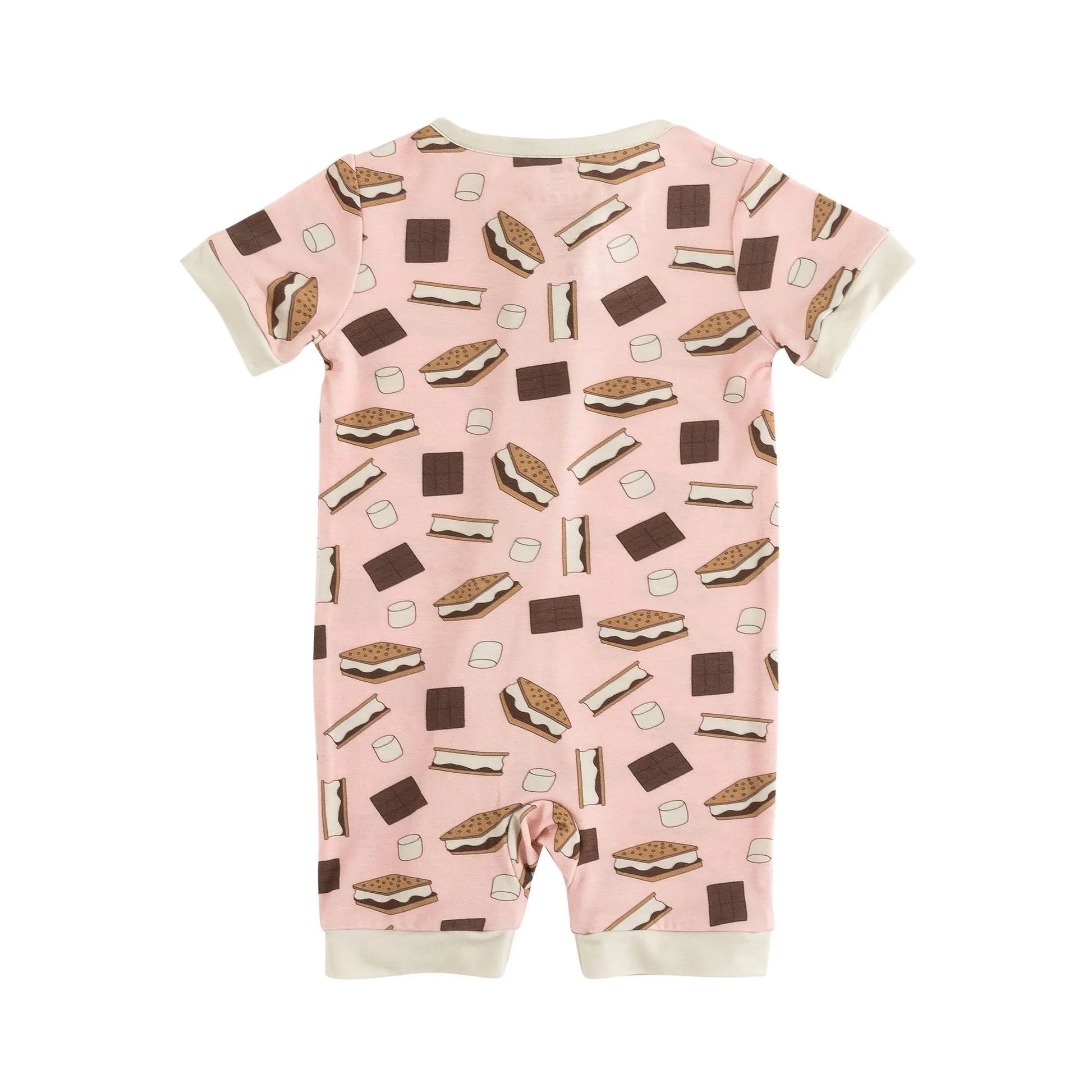 S'more To Love Romper Pink By Dreamlet Bamboo Knit Fabric Dreamlet Everetts Place: Online Boutique