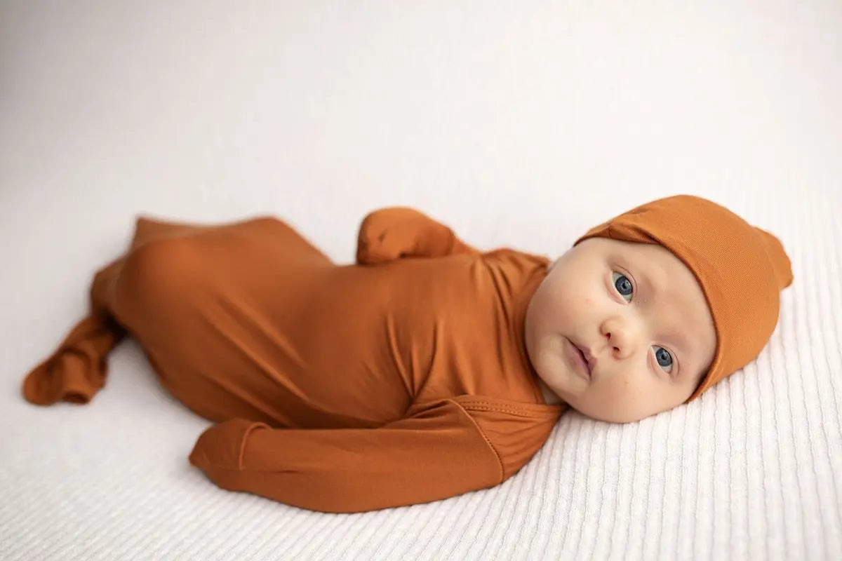 Three Little Tots Saddle Knotted Newborn Baby Gown - 