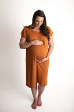 Three Little Tots Saddle Tan Mommy Labor and Delivery Nursing Hospital Gown - 