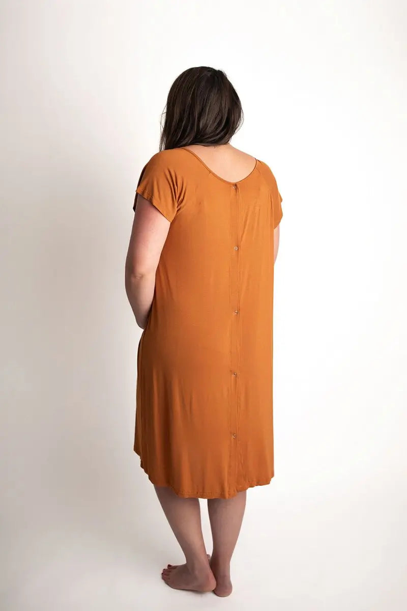 Three Little Tots Saddle Tan Mommy Labor and Delivery Nursing Hospital Gown - 