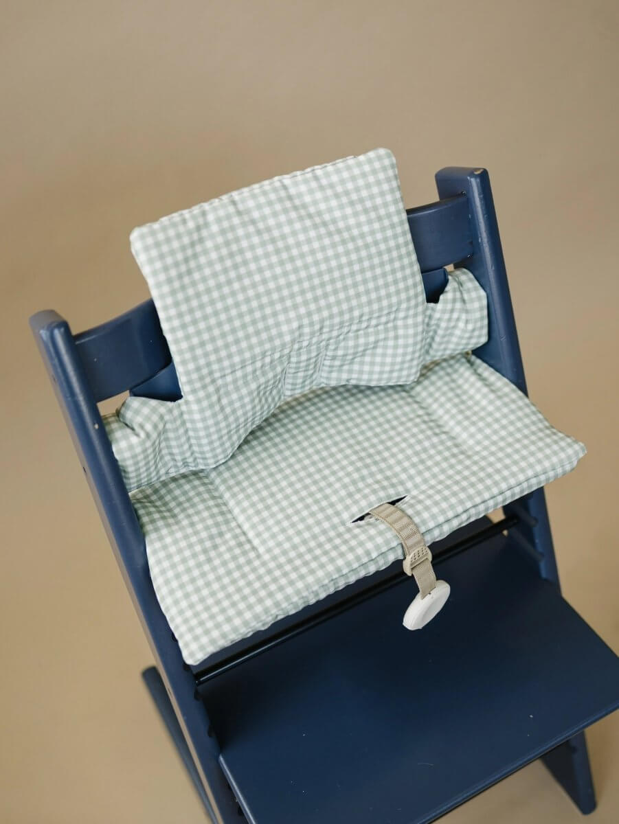 Little Joy Co. Sage Green Gingham Cushion for the Stokke Tripp Trapp Highchair - Everetts Place Boutique - 