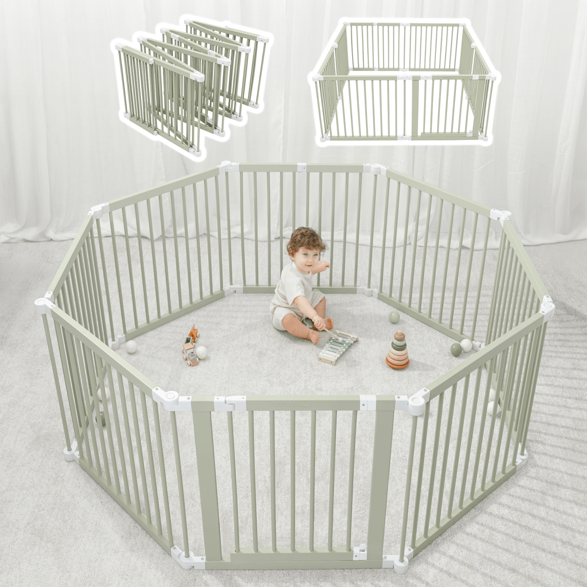 Comfy Cubs Sage Playpen for Toddlers and Babies by Comfy Cubs Brand - Everetts Place Boutique - 