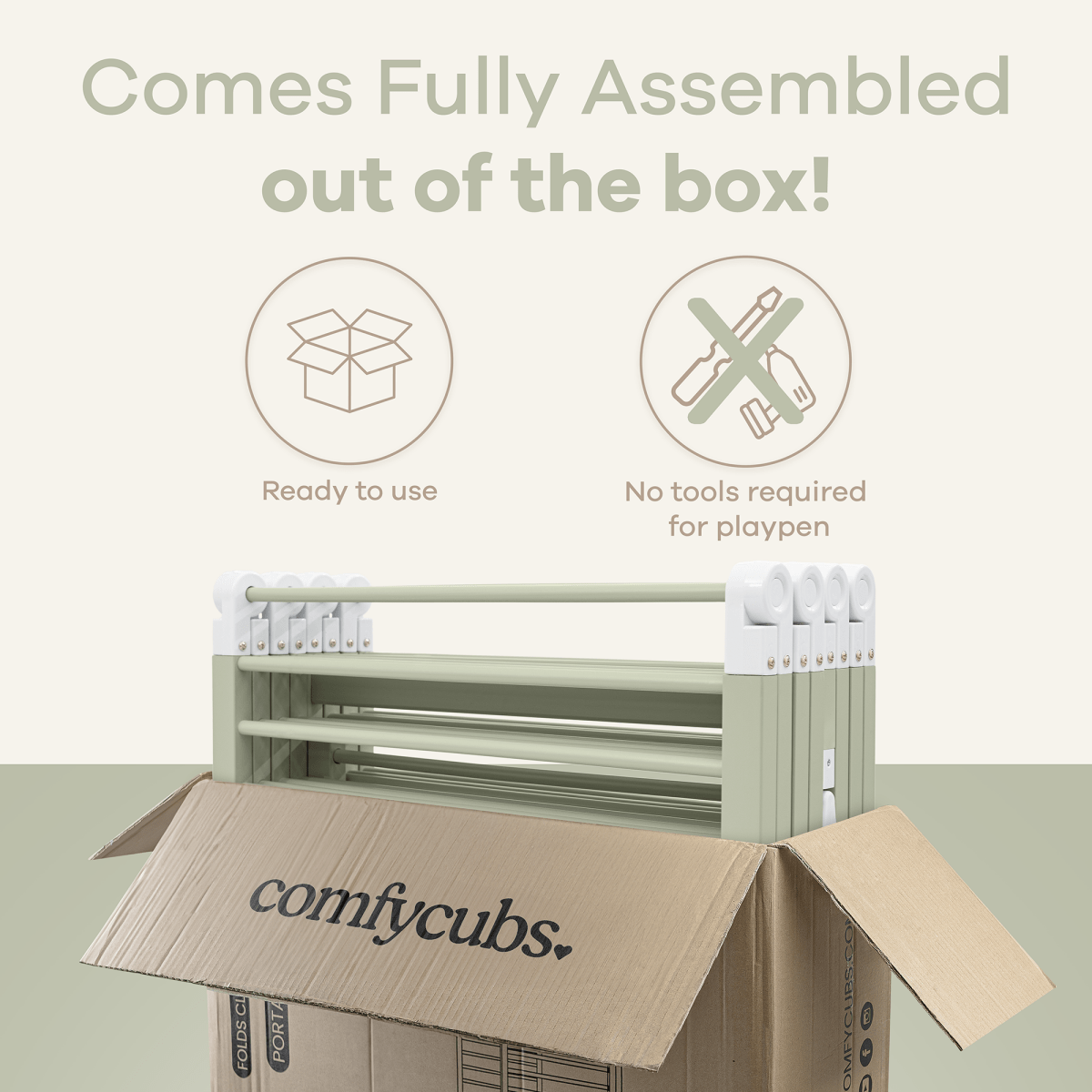 Comfy Cubs Sage Playpen for Toddlers and Babies by Comfy Cubs Brand - Everetts Place Boutique - 