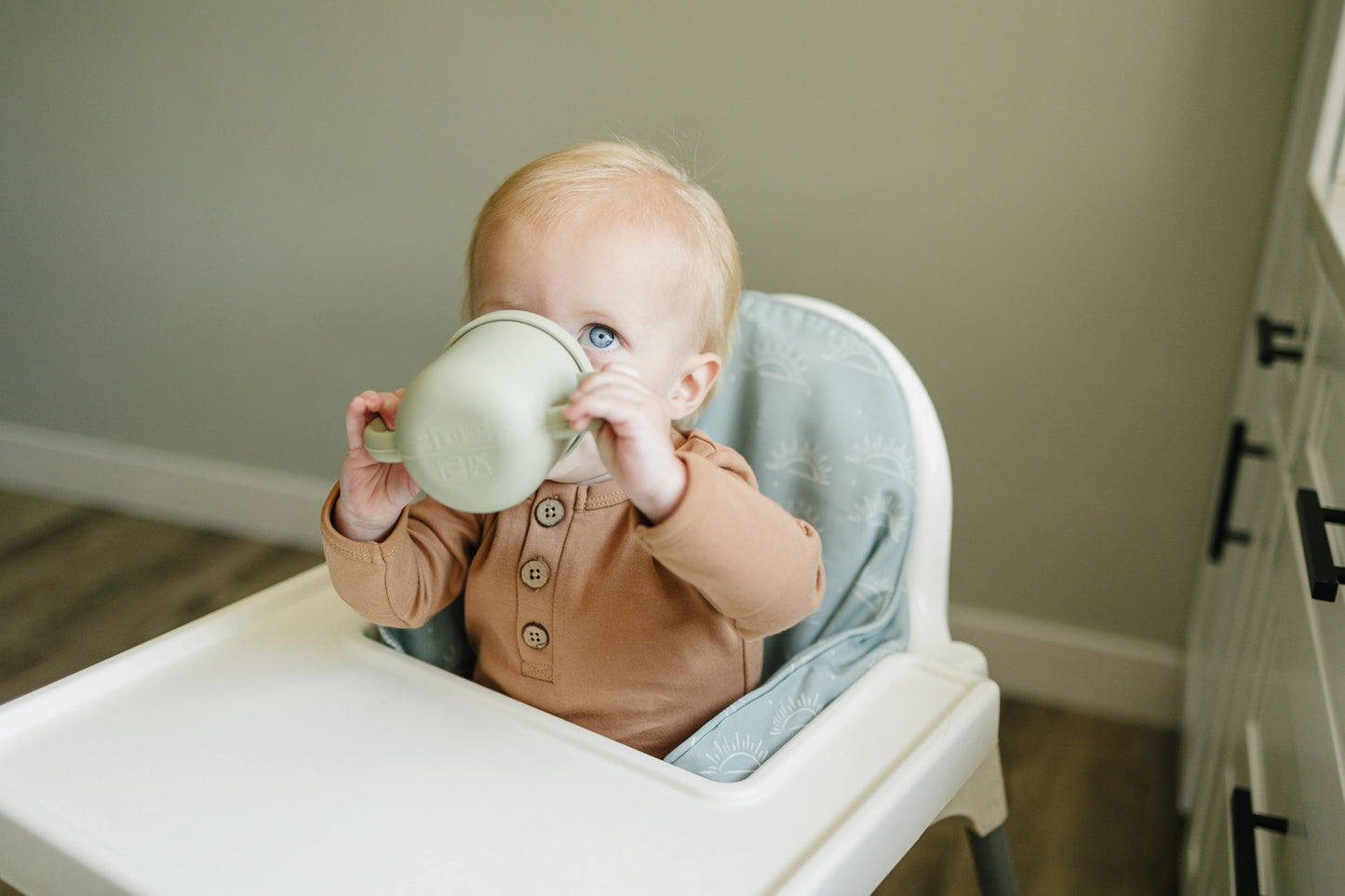 Little Joy Co. Sage Suns IKEA Antilop Cushion Cover White Sun Print - Furniture > Baby & Toddler Furniture > High Chair & Booster Seat Accessories