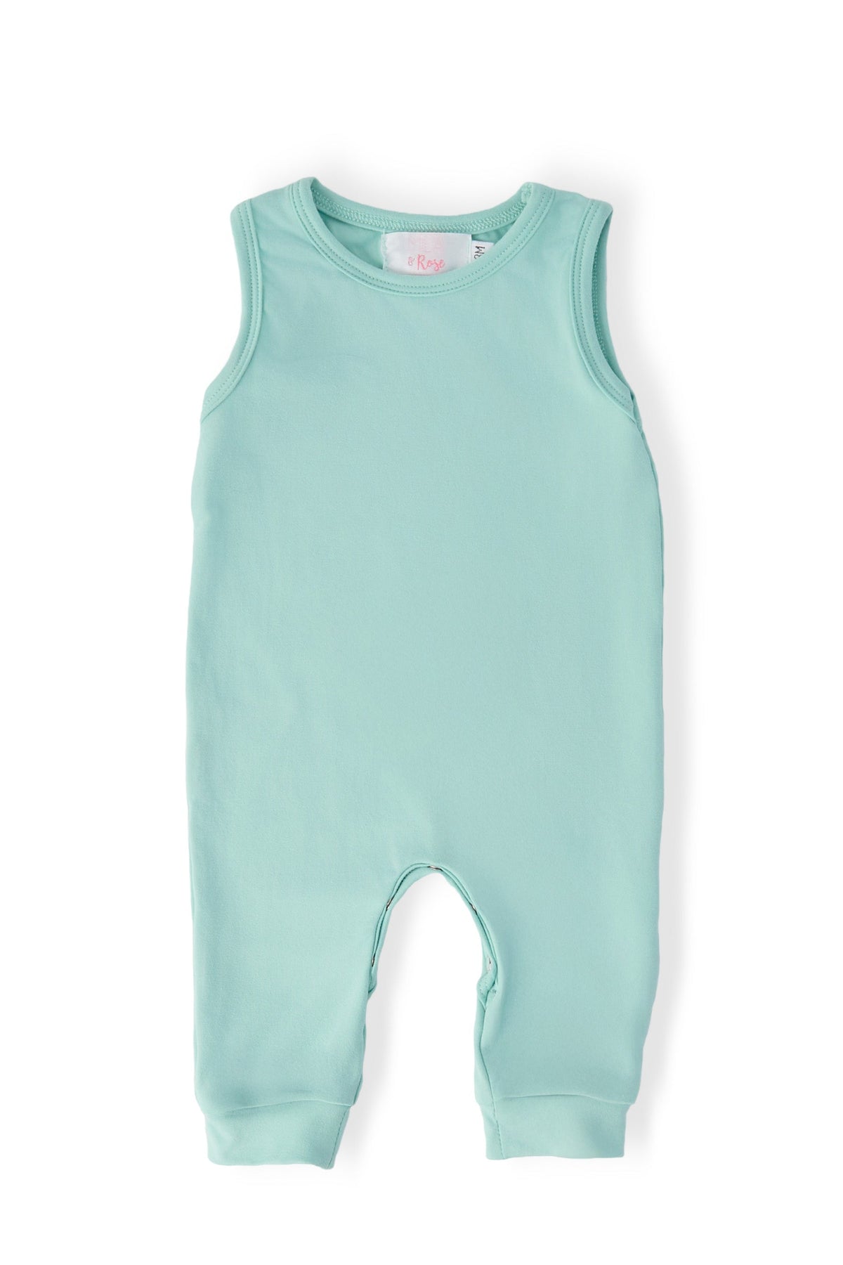 Mila & Rose organic baby sage green tank one-piece jogger.