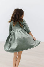 Mila & Rose ® Sage Velvet Twirl Dress for Girls by Mila and Rose Today - Apparel & Accessories > Clothing > Dresses Velvet Twirl Dress
