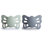 FRIGG Butterfly anatomical silicone pacifier 2-pack, 0-6 months.