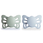 FRIGG Butterfly anatomical silicone pacifier 2-pack, 0-6 months.