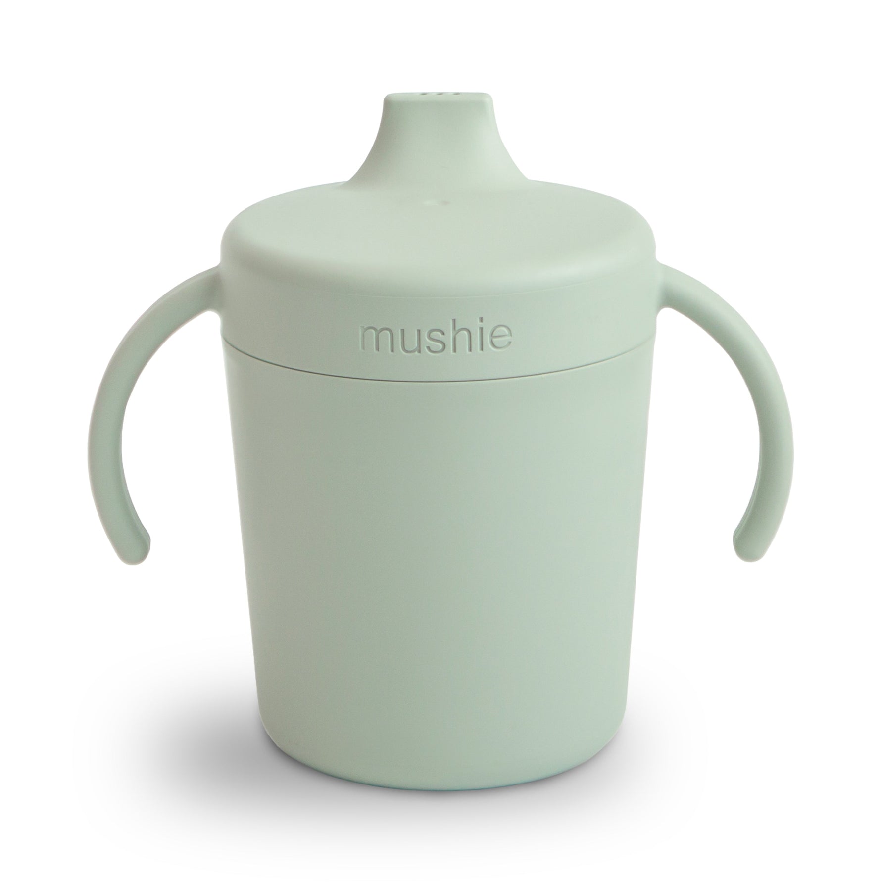Trainer sippy cup with two easy-grip side handles and a removable lid