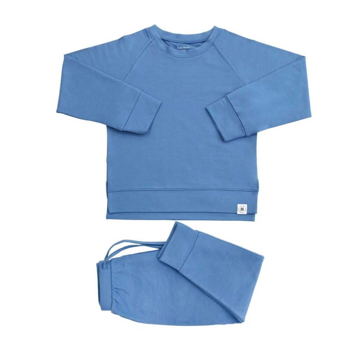 Sweet Bamboo Sailor Blue Crew Neck Jogger Set For Kids Plush Comfort - Everetts Place Boutique - 