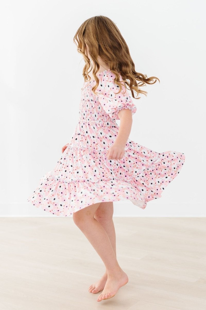 Mila & Rose ® Sale Whimsical Wildflowers Smocked Ruffle Dress For Girls - Everetts Place Boutique - 