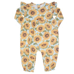 Sweet Bamboo Sammy Sunflower Flutter Sleeve Romper for Baby Girls - Everetts Place Boutique - 
