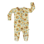 Sammy Sunflower Ruffle Footie Two Way Zipper Baby Newborn - Everetts Place Boutique - Ruffle Footies