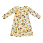 Sweet Bamboo Sammy Sunflower Swirly Girl Dress Knee Length Empire Waist - Everetts Place Boutique - 