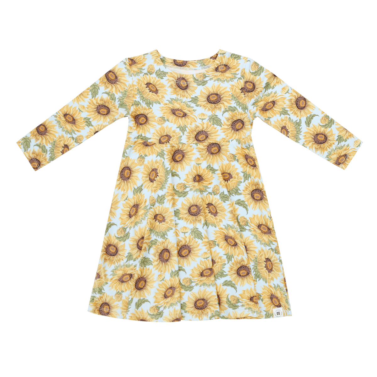 Sweet Bamboo Sammy Sunflower Swirly Girl Dress Knee Length Empire Waist - Everetts Place Boutique - 