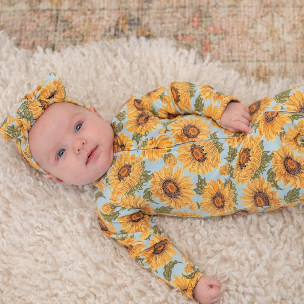 Sweet Bamboo Sammys Sunflower Footie Two Way Zipper Silky Fabric - Everetts Place Boutique - 
