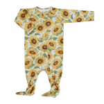 Sweet Bamboo Sammys Sunflower Footie Two Way Zipper Silky Fabric - Everetts Place Boutique - 