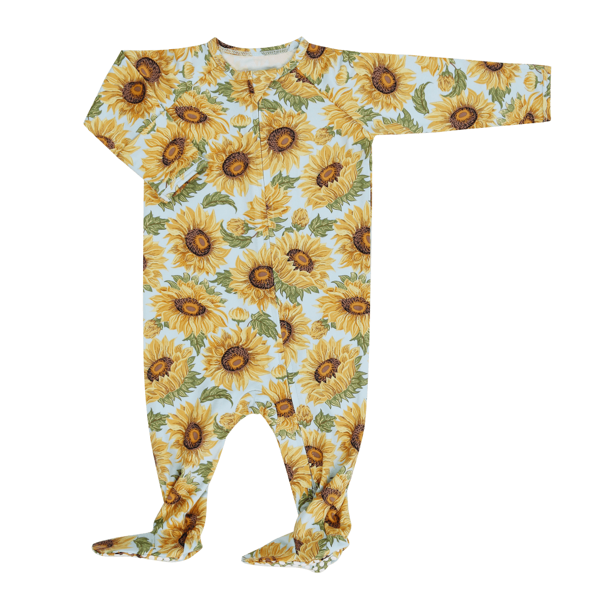 Sweet Bamboo Sammys Sunflower Footie Two Way Zipper Silky Fabric - Everetts Place Boutique - 