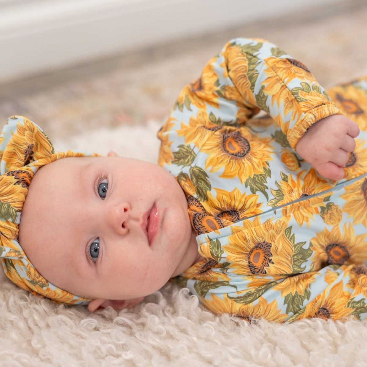 Sweet Bamboo Sammys Sunflower Footie Two Way Zipper Silky Fabric - Everetts Place Boutique - 