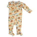 Sweet Bamboo Sammys Sunflower Footie Two Way Zipper Silky Fabric - Everetts Place Boutique - 