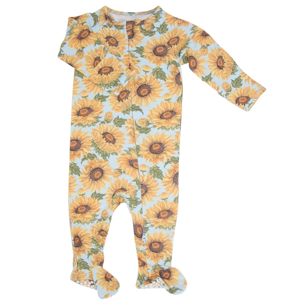 Sweet Bamboo Sammys Sunflower Footie Two Way Zipper Silky Fabric - Everetts Place Boutique - 