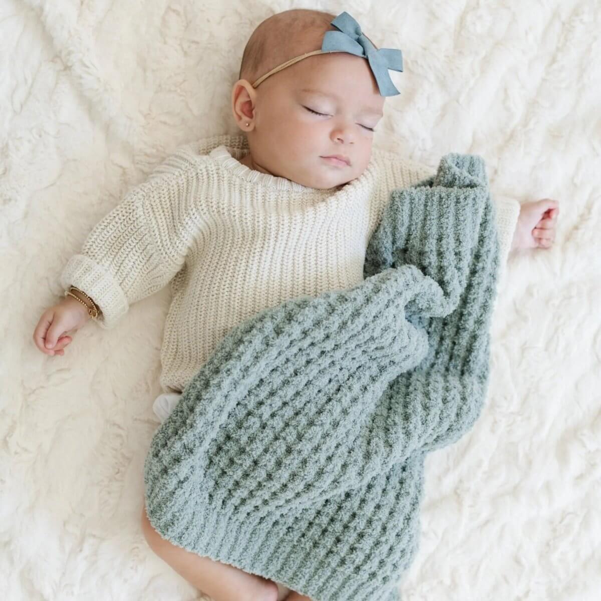 Saranoni Waffle Knit Mini Baby Blanket Cozy Plush Soft - Everetts Place Boutique - 
