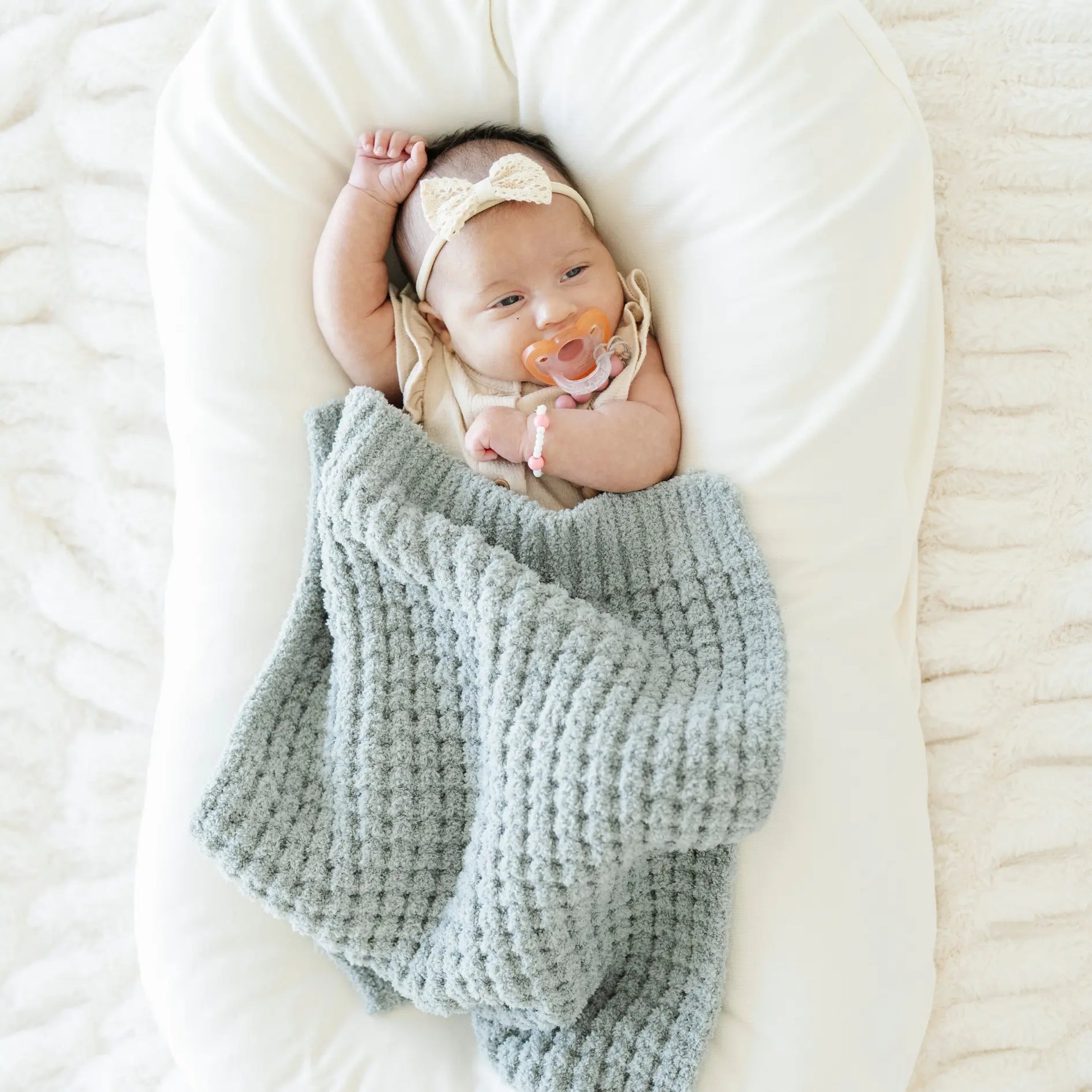Saranoni Waffle Knit Mini Baby Blanket Cozy Plush Soft Saranoni Everetts Place Boutique