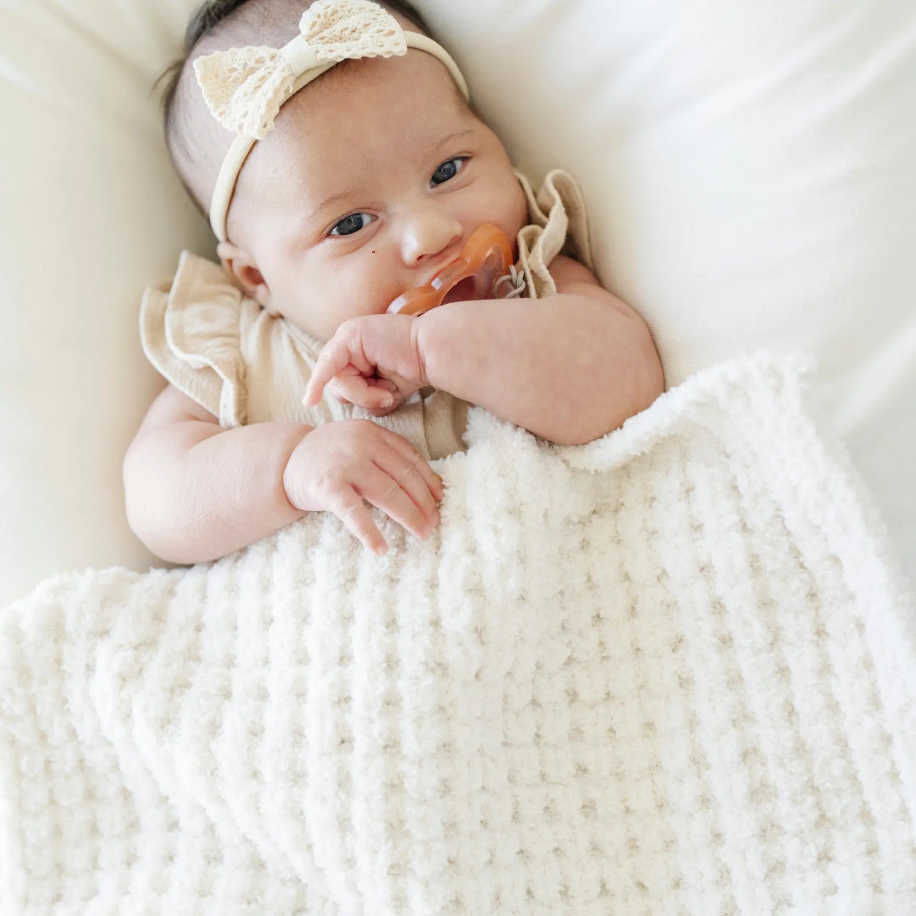 Saranoni Waffle Knit Mini Baby Blanket Cozy Plush Soft Saranoni Everetts Place Boutique