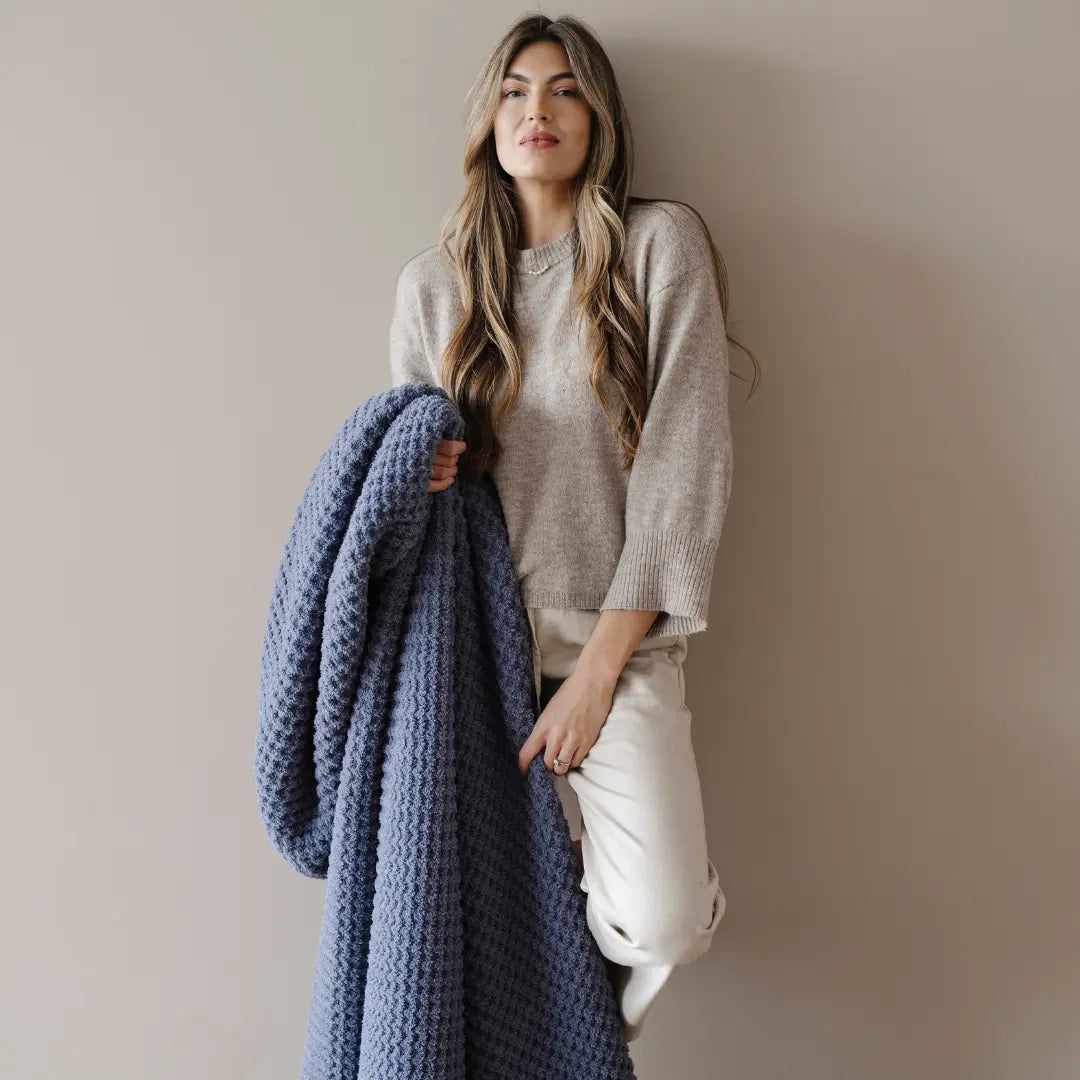 Saranoni Waffle Knit XL Throw Blanket Breathable Luxury Saranoni Everetts Place Boutique 169.00