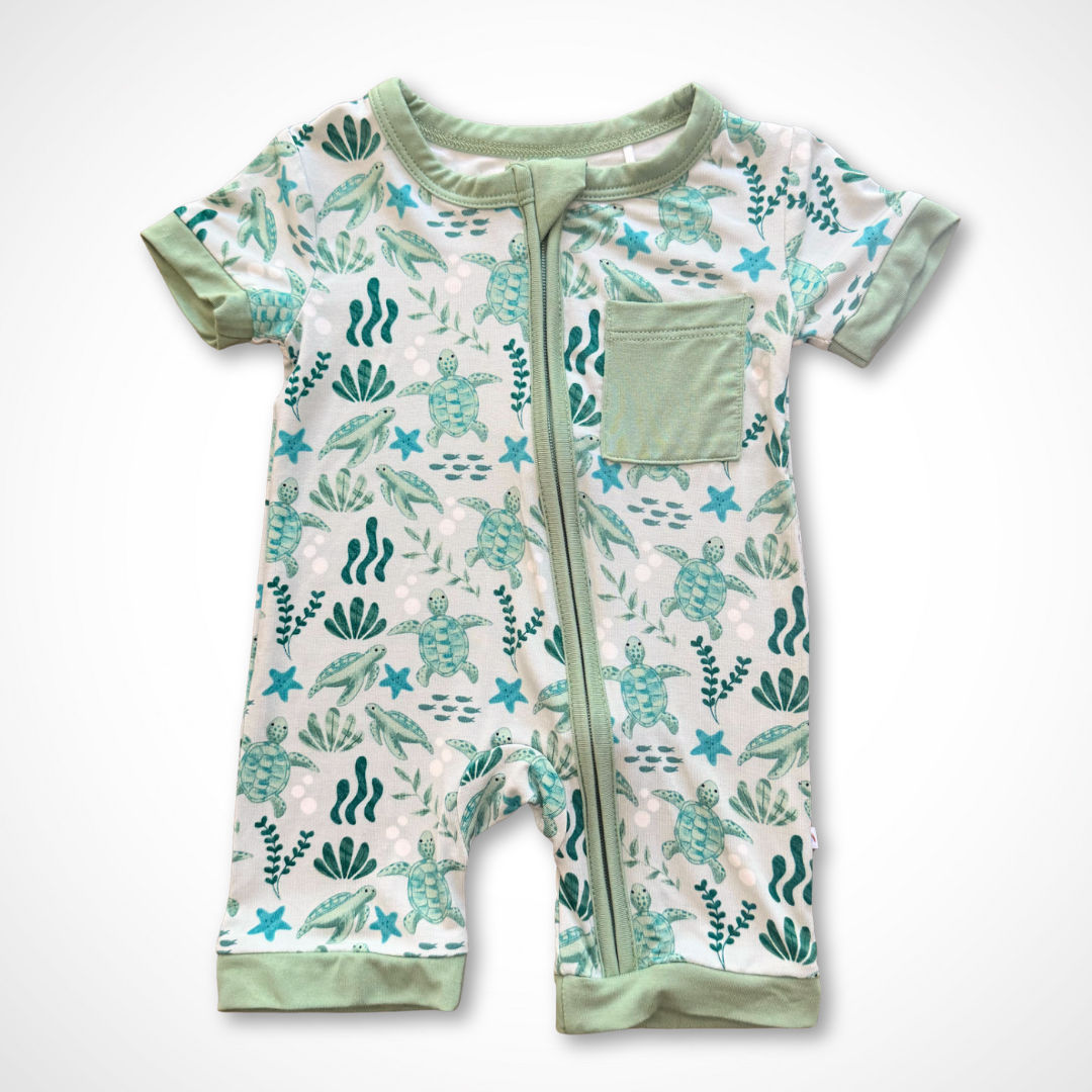 Save the Turtles Shorty Romper | Bamboo by Kolorful