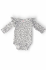 Scattered Dot Long Sleeve Flutter Bodysuit By Mila And Rose Mila & Rose ® Everetts Place: Online Boutique