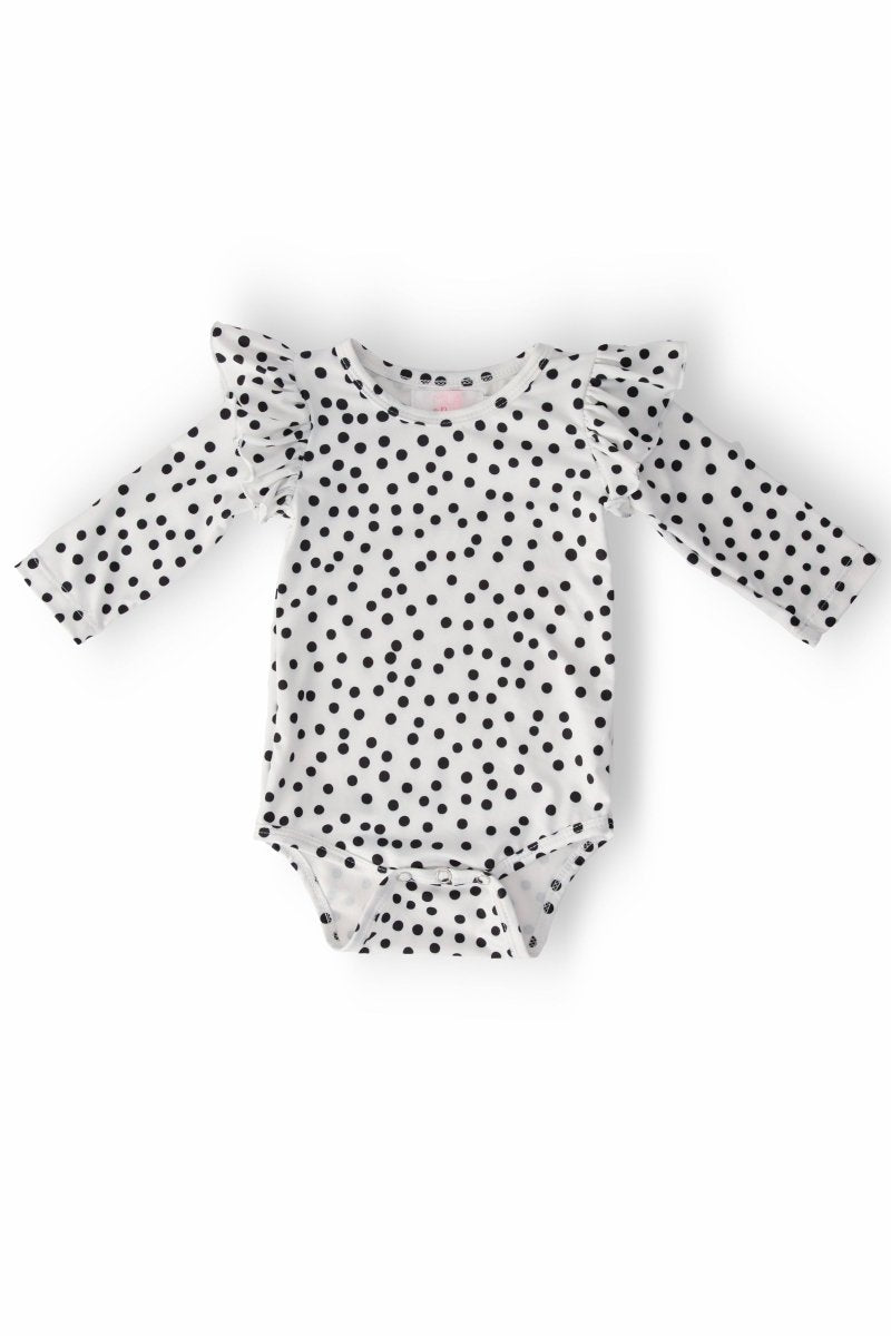Mila & Rose ® Scattered Dot Long Sleeve Flutter Bodysuit By Mila And Rose - Everetts Place Boutique - 