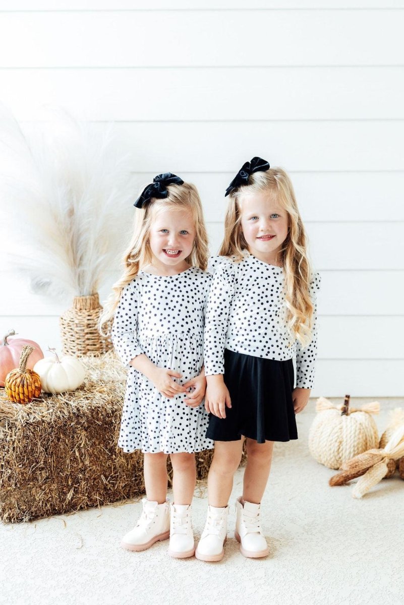 Mila & Rose ® Scattered Dot Long Sleeve Ruffle Tee For Girls And Teens - Everetts Place Boutique - 